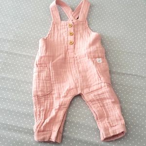 Organic cotton Pink guaze overalls 3m